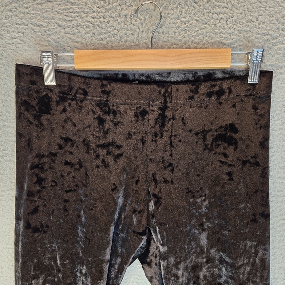 MeMoi Leggings Womens Sz M-L Black Crushed Velvet Stretch Comfort Dress it Up - Picture 2 of 9